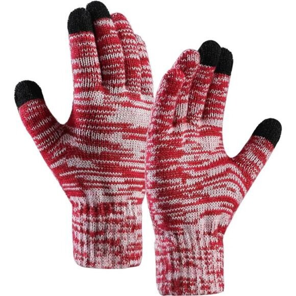 3pcs/set Winter Beanie Hat Scarf Touchscreen Gloves Set for  3pcs Winter‎ Beanie Hat Scarf Touchscreen Gloves Set Fleece Chunky Knit Red